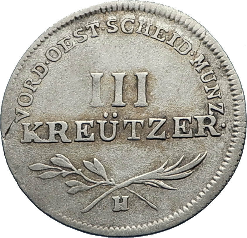 1797 FURTHER AUSTRIA 3 III Kreuzer Silver w SHIELDS Austrian Vintage Coin i71792