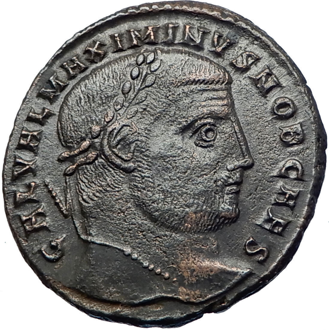 MAXIMINUS II Daia 308AD Silvered Ancient Roman Coin Nude Genius Wealth i73682