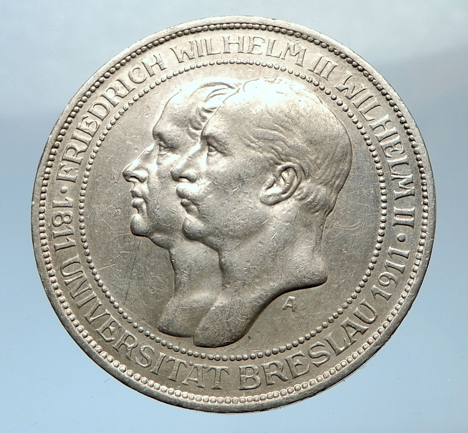 1911 PRUSSIA KINGDOM Germany WILHELM II and III Silver 3 Mark German Coin i73800