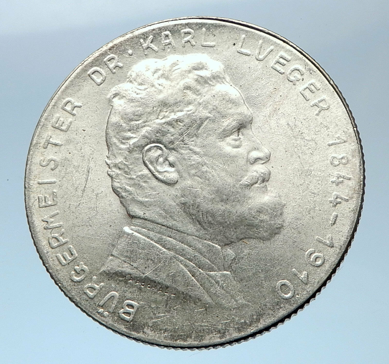 1935 AUSTRIA w Dr. Karl Lueger Austrian Silver Antique 2 Shillings Coin i73860