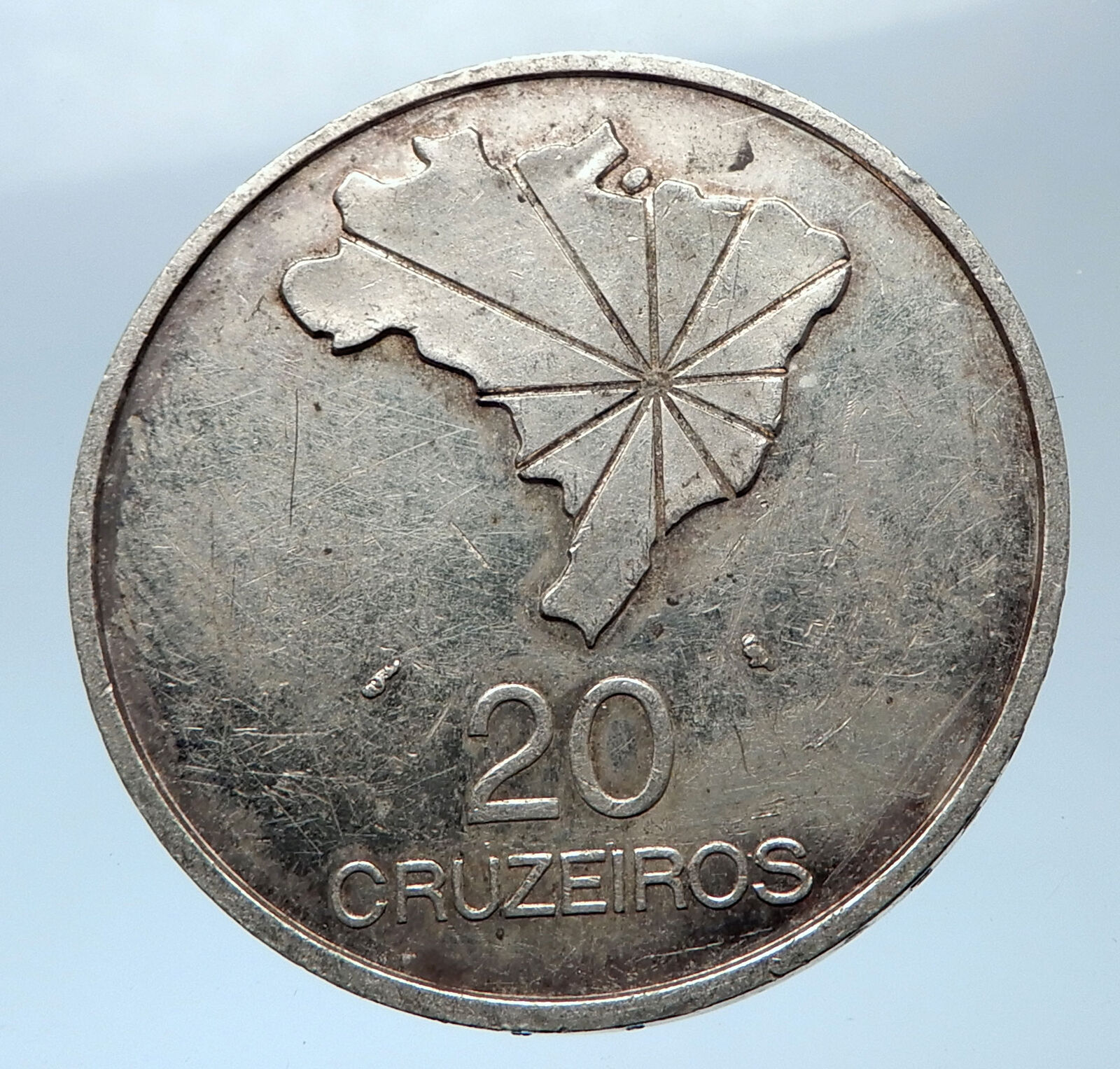 1972 BRAZIL w Pedro I and General Emelio Antique Silver 20 Cruzeiros Coin i73922