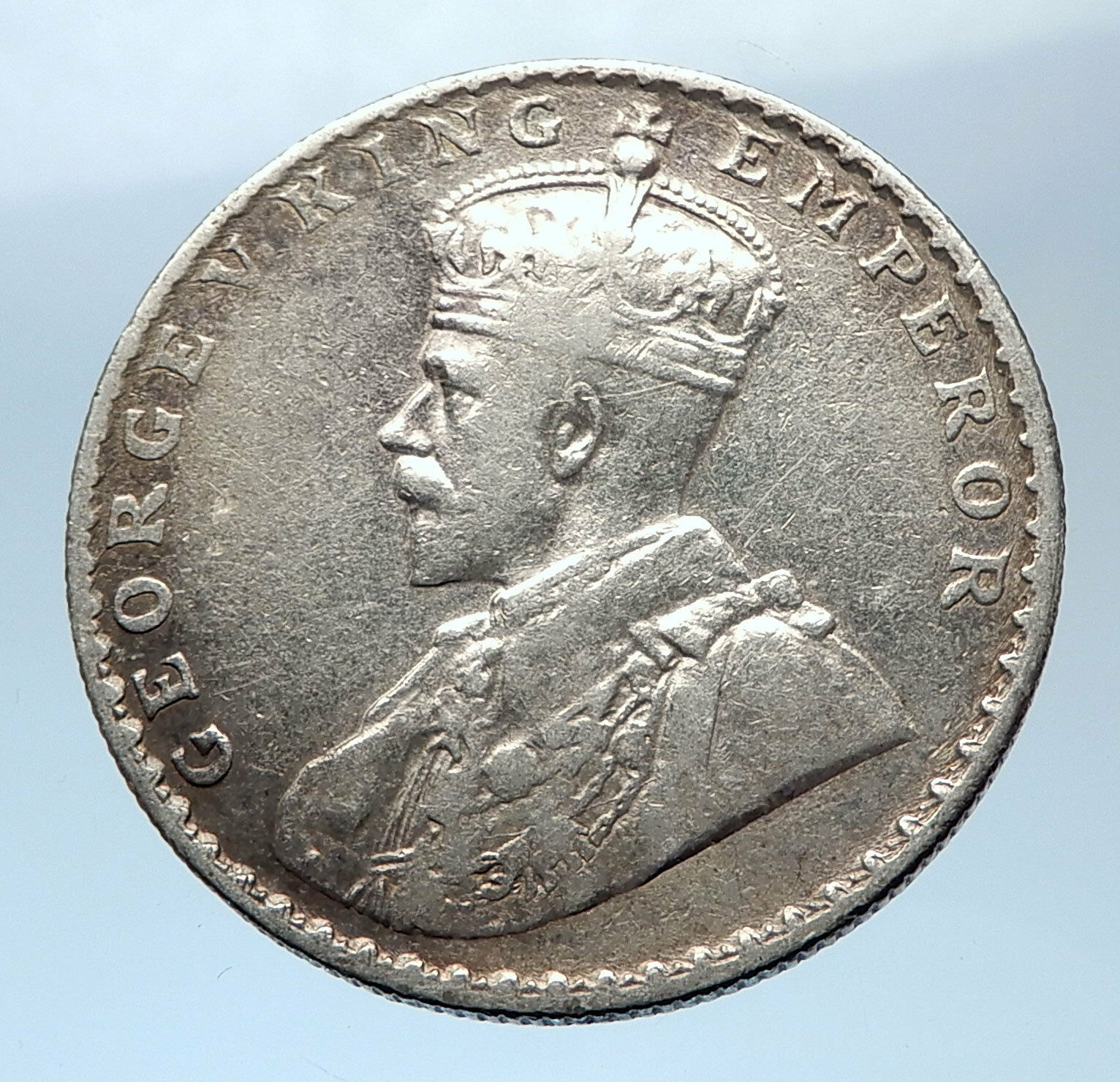 1912 INDIA UK King George V Silver Antique RUPEE Vintage Indian Coin i73952