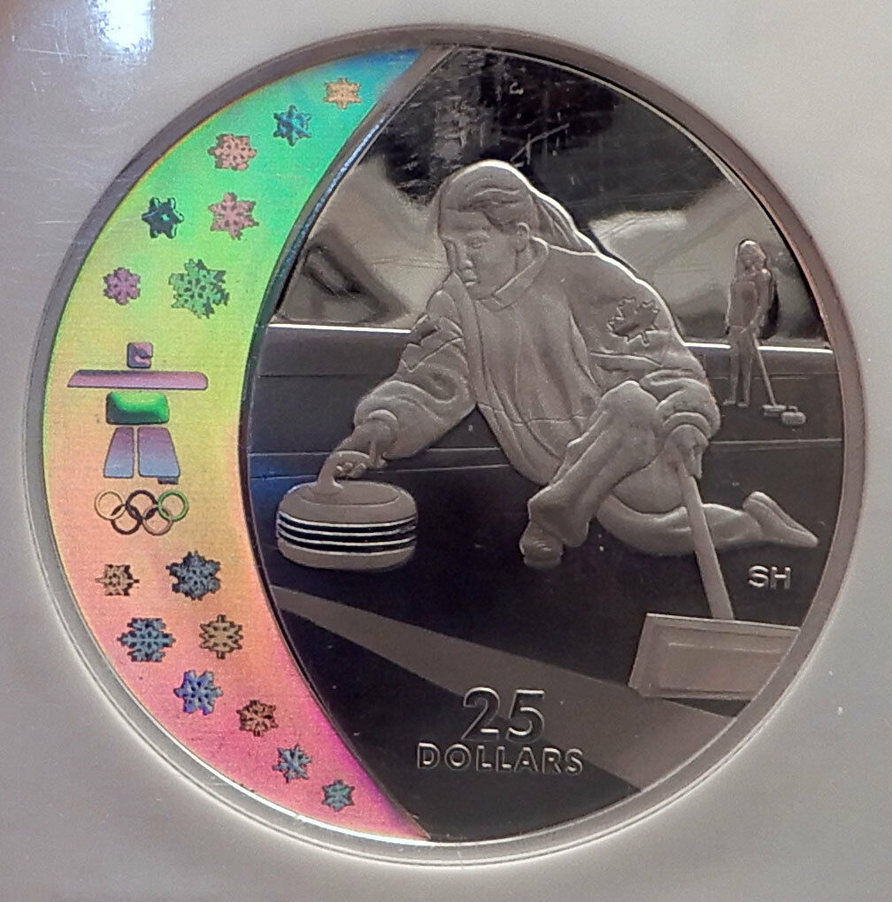 2007 CANADA Vancouver Winter Olympics CURLING $25 Silver Coin NGC Proof70 i73901