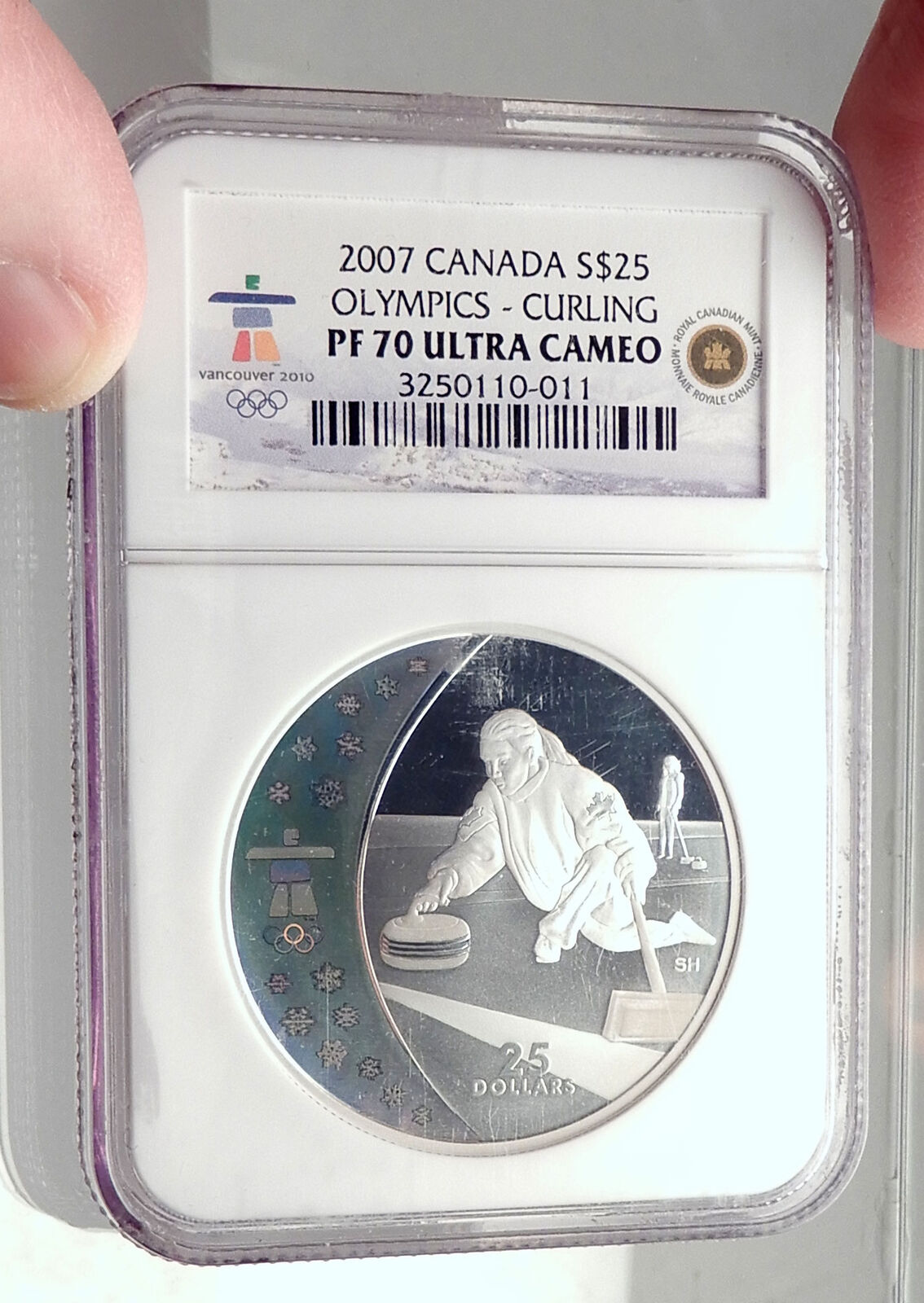 2007 CANADA Vancouver Winter Olympics CURLING $25 Silver Coin NGC Proof70 i73901