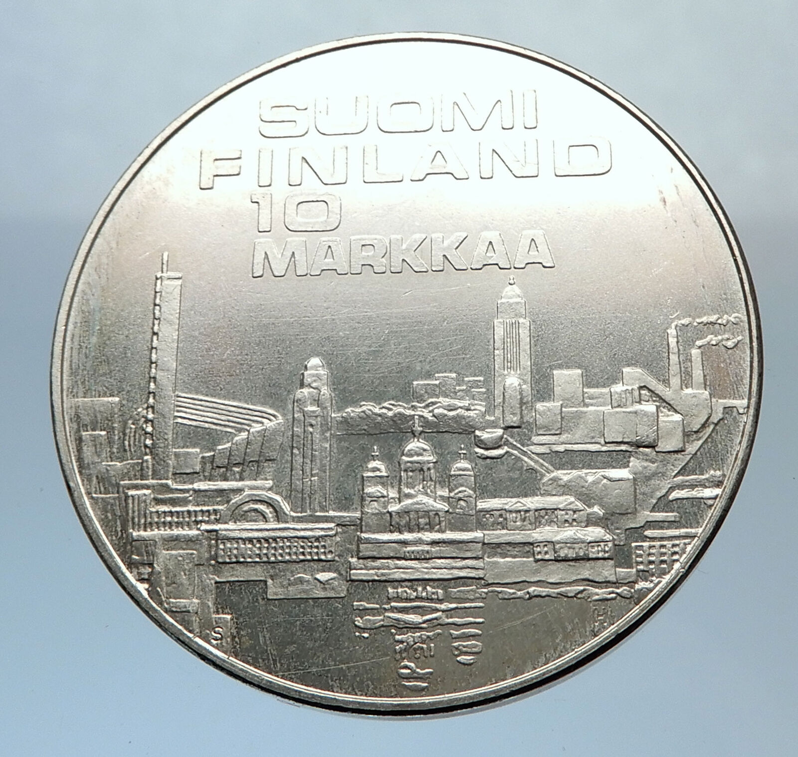 1971 FINLAND European Athletic Games TRACK Antique Silver 10 Markkaa Coin i71395