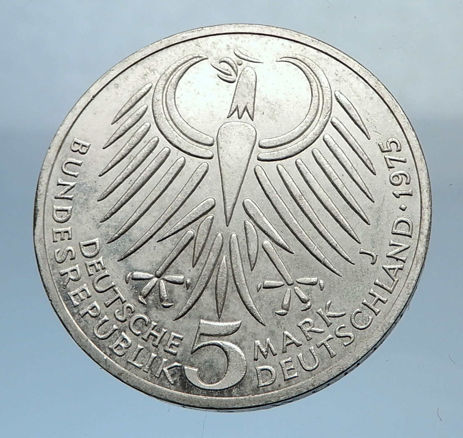 1975 GERMANY Politician Friedrich Ebert Antique Silver 5 Mark GERMAN Coin i71975