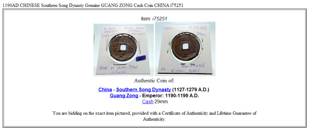 1190AD CHINESE Southern Song Dynasty Genuine GUANG ZONG Cash Coin CHINA i75251