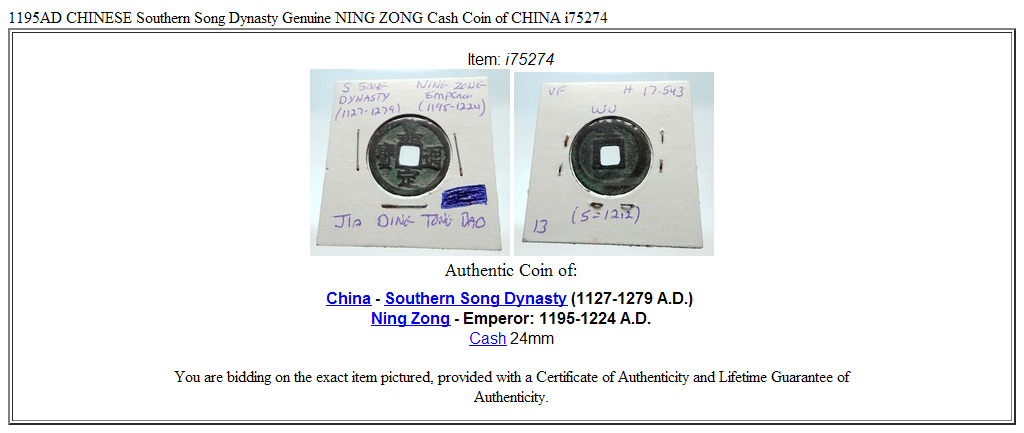 1195AD CHINESE Southern Song Dynasty Genuine NING ZONG Cash Coin of CHINA i75274