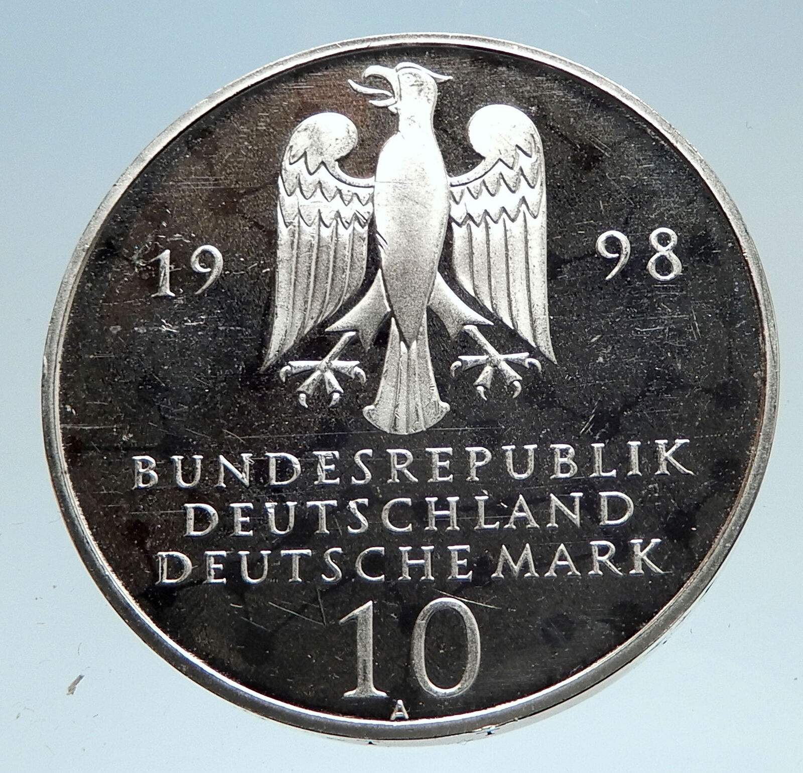 1998 GERMANY Francke Foundations Halle Genuine Proof Silver 10 Mark Coin i75152