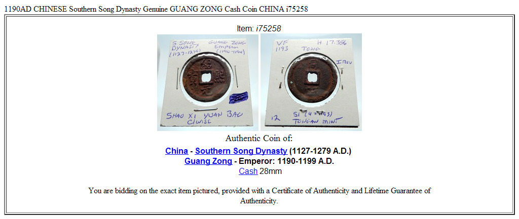 1190AD CHINESE Southern Song Dynasty Genuine GUANG ZONG Cash Coin CHINA i75258