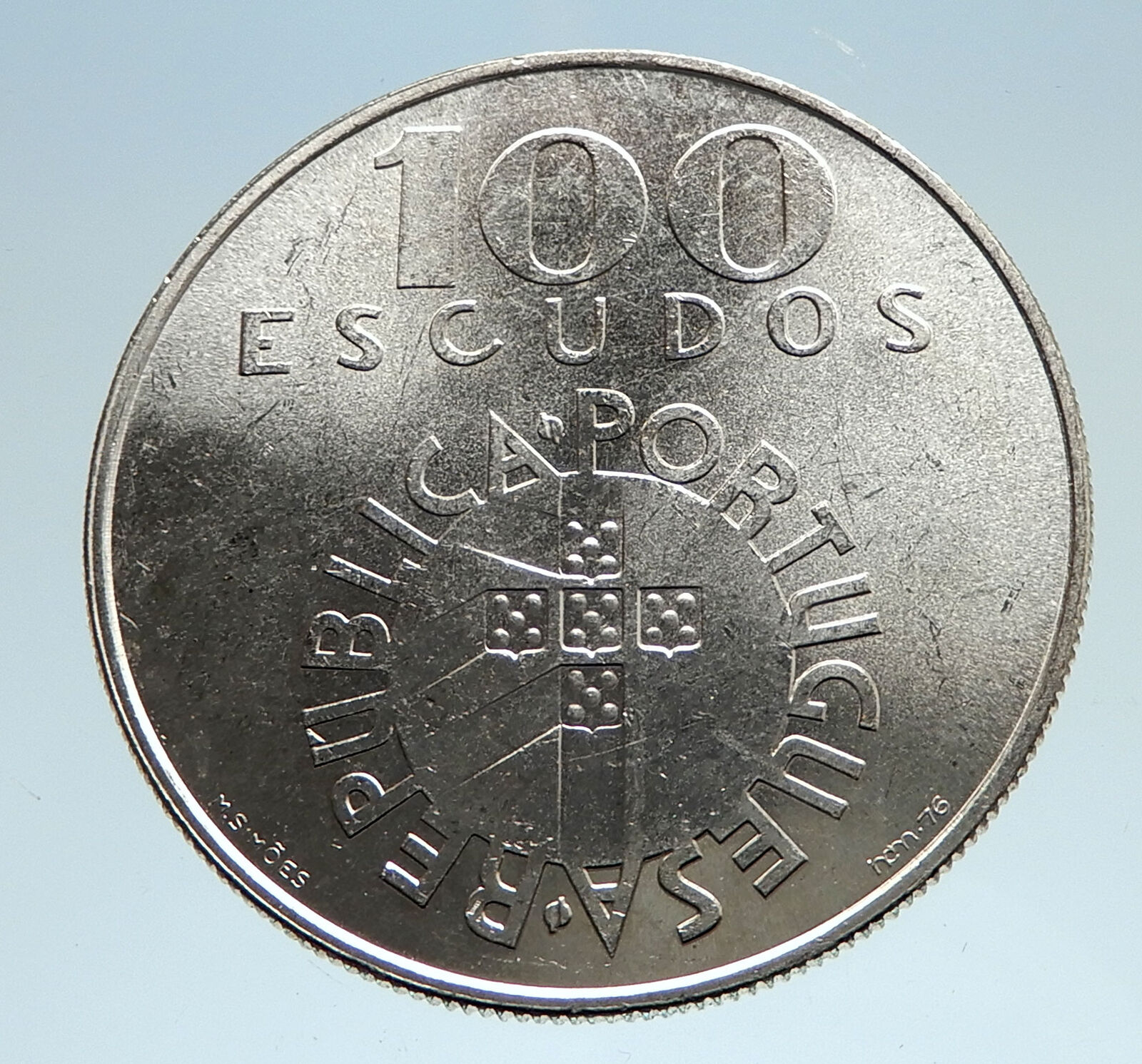 1974 PORTUGAL 25 Yrs Carnation Revolution Genuine Silver 100 Escudos Coin i75069