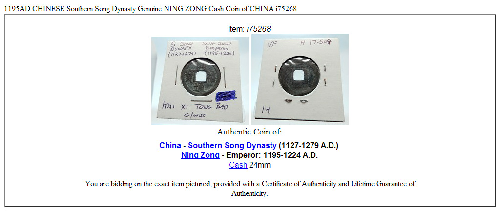 1195AD CHINESE Southern Song Dynasty Genuine NING ZONG Cash Coin of CHINA i75268