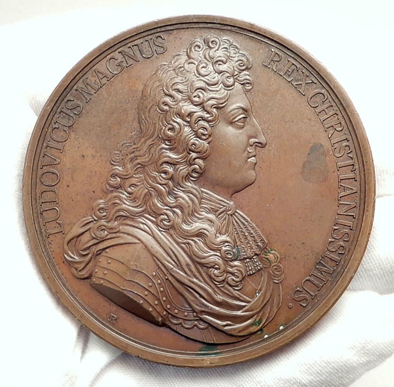 1674 FRANCE Sun King LOUIS XIV Antique 1674 Medal NAVAL VICTORY v DUTCH i75116