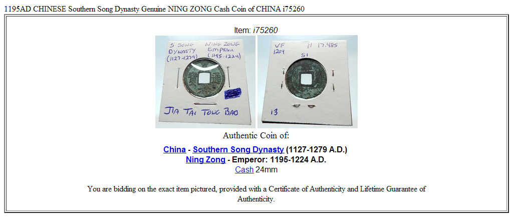 1195AD CHINESE Southern Song Dynasty Genuine NING ZONG Cash Coin of CHINA i75260