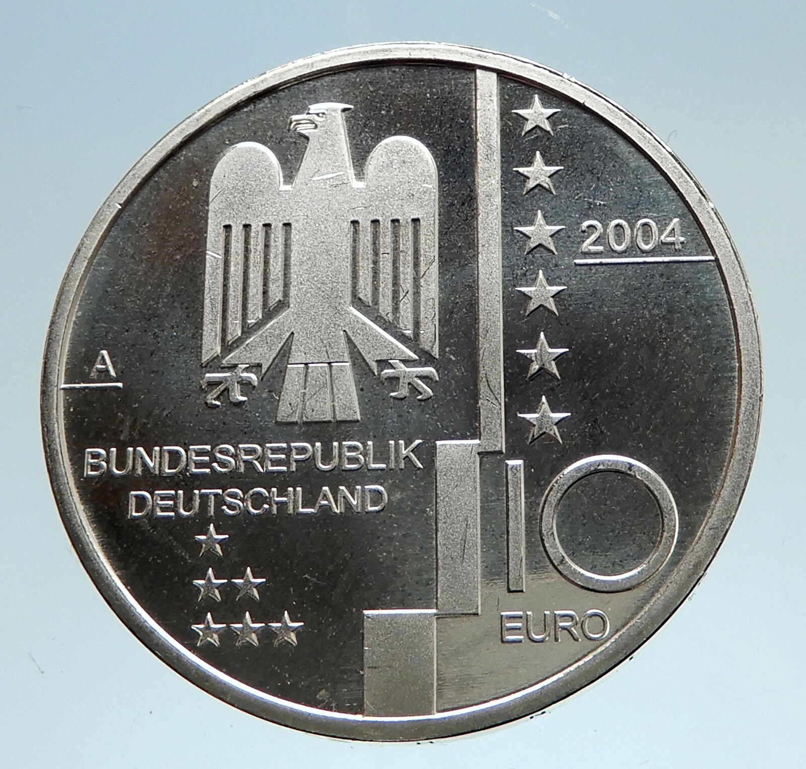 2004 GERMANY Bauhaus Dessau Art School Genuine Silver German 10 Euro Coin i75074