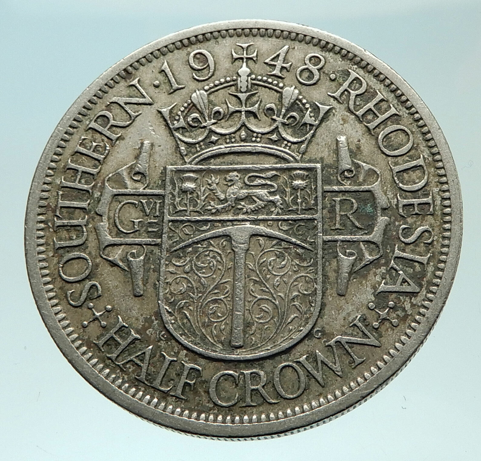 1948 SOUTHERN RHODESIA UK King George VI Shield Genuine 1/2 Crown COIN i75970