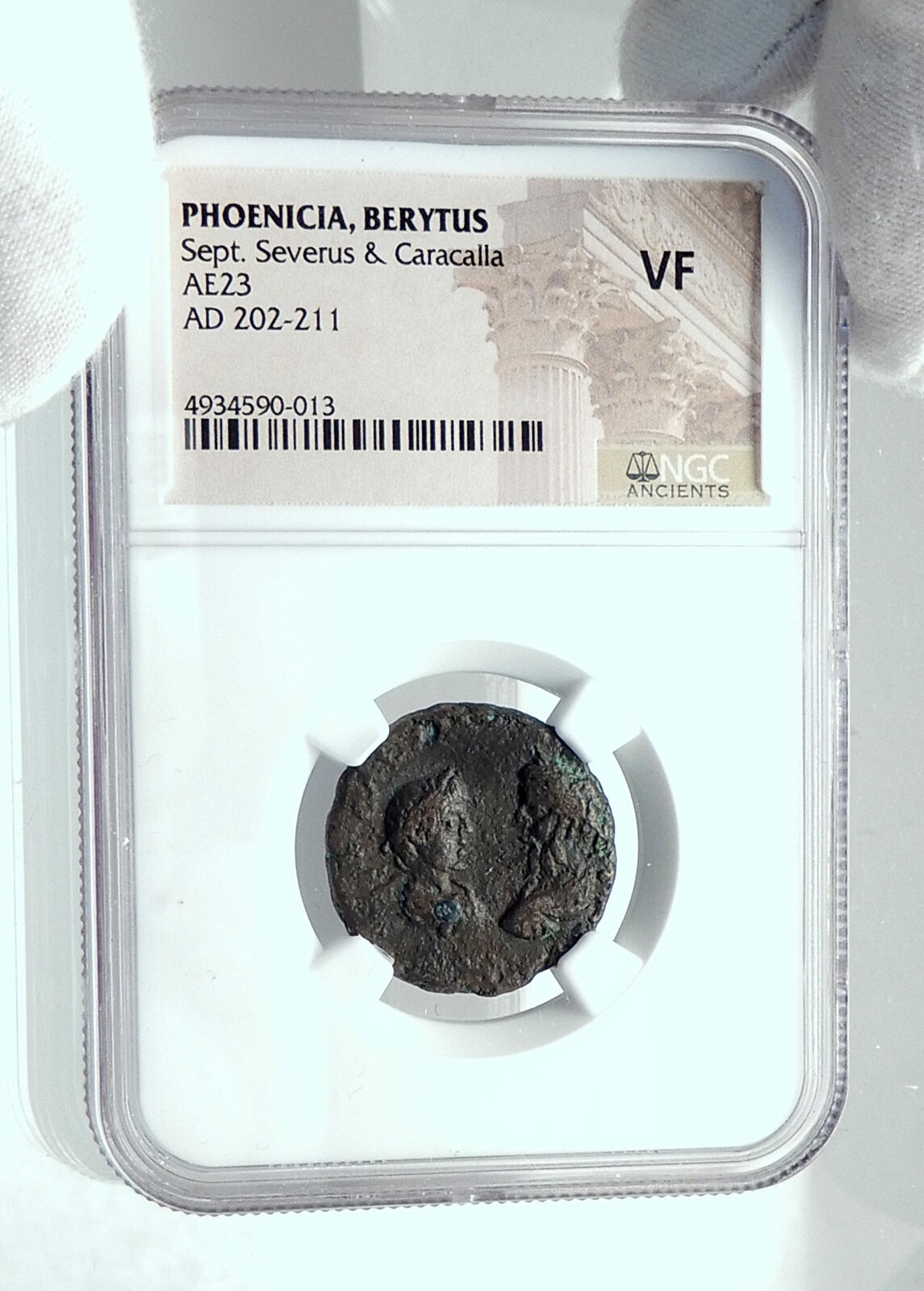 SEPTIMIUS SEVERUS & CARACALLA 208AD Berytus Phoenicia Roman Coin NGC i77657