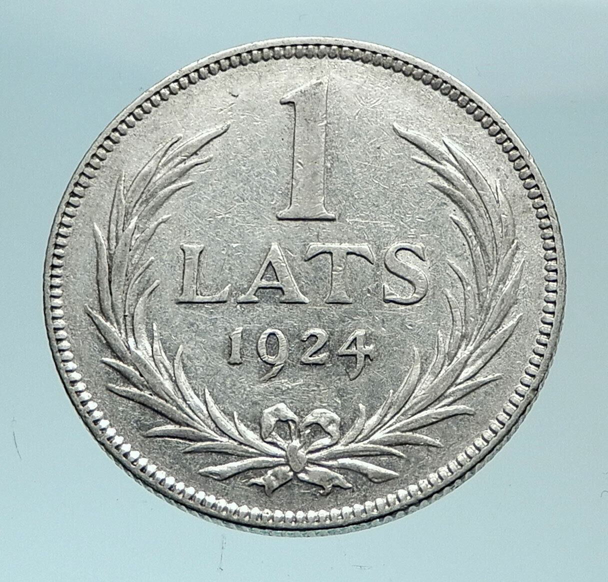 1924 LATVIA Lions & Shield Genuine Vintage Silver European Lats Coin i78774