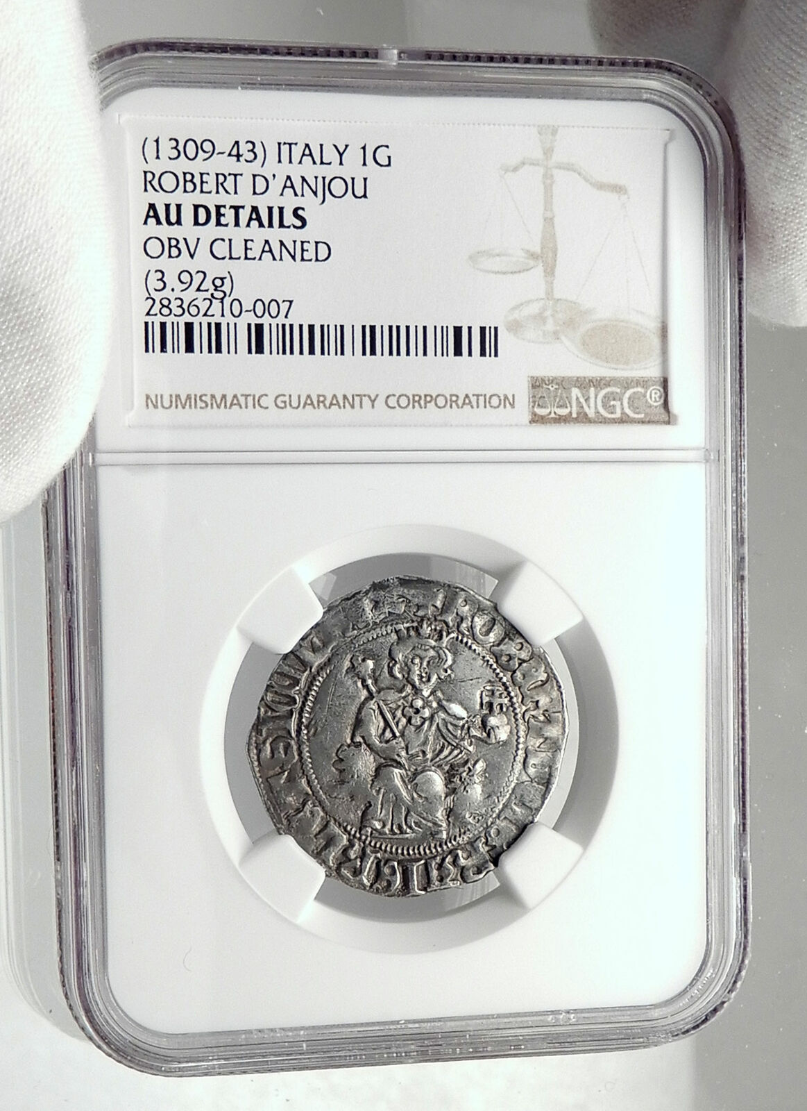 1309AD ITALY Naples King Robert D'Anjou of Anjou MEDIEVAL Silver Coin NGC i80403