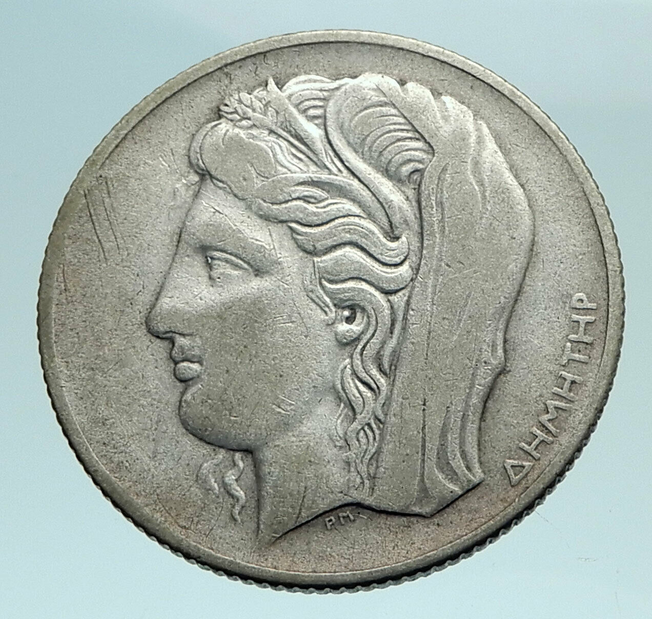 1930 GREECE Demeter with Grain Antique Genuine Antique 10 Drachmai Coin i79461