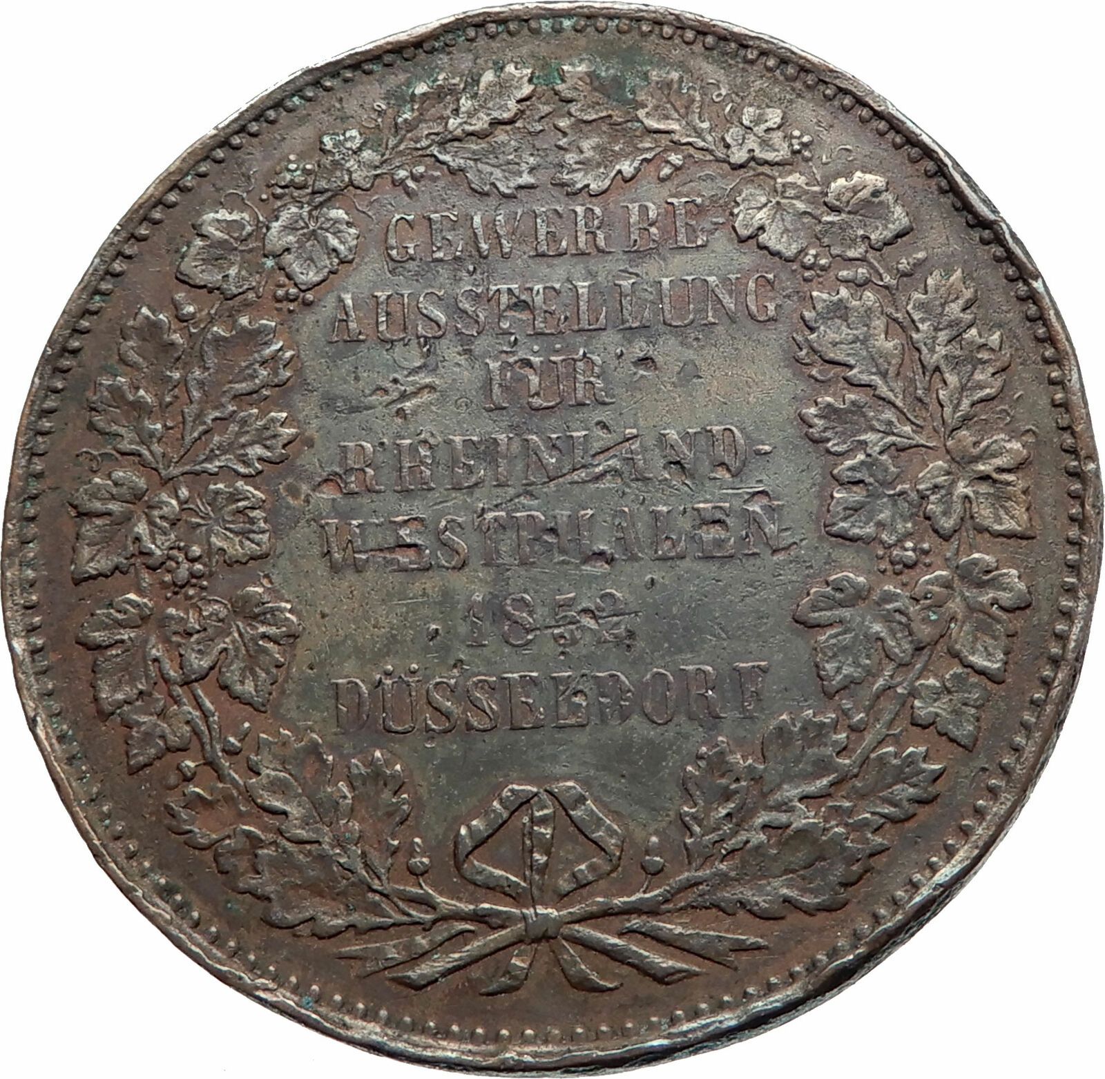 1852 GERMANY Dusseldorf Rhine-Westphalia Trade Fair Antique Genuine Token i79911