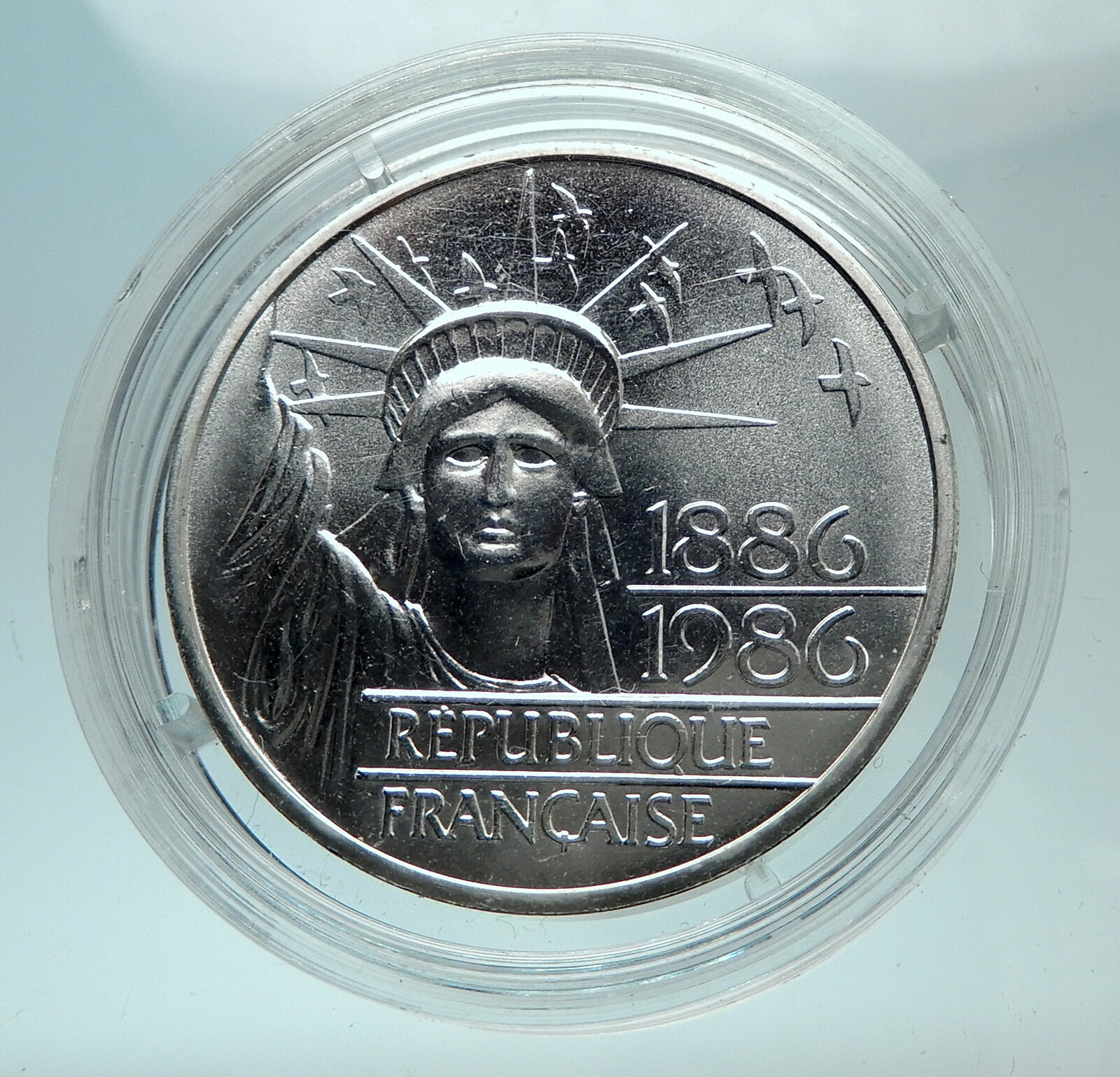 1986 FRANCE Gifts Statue of Liberty to US Huge Genuine Silver French Coin i80710