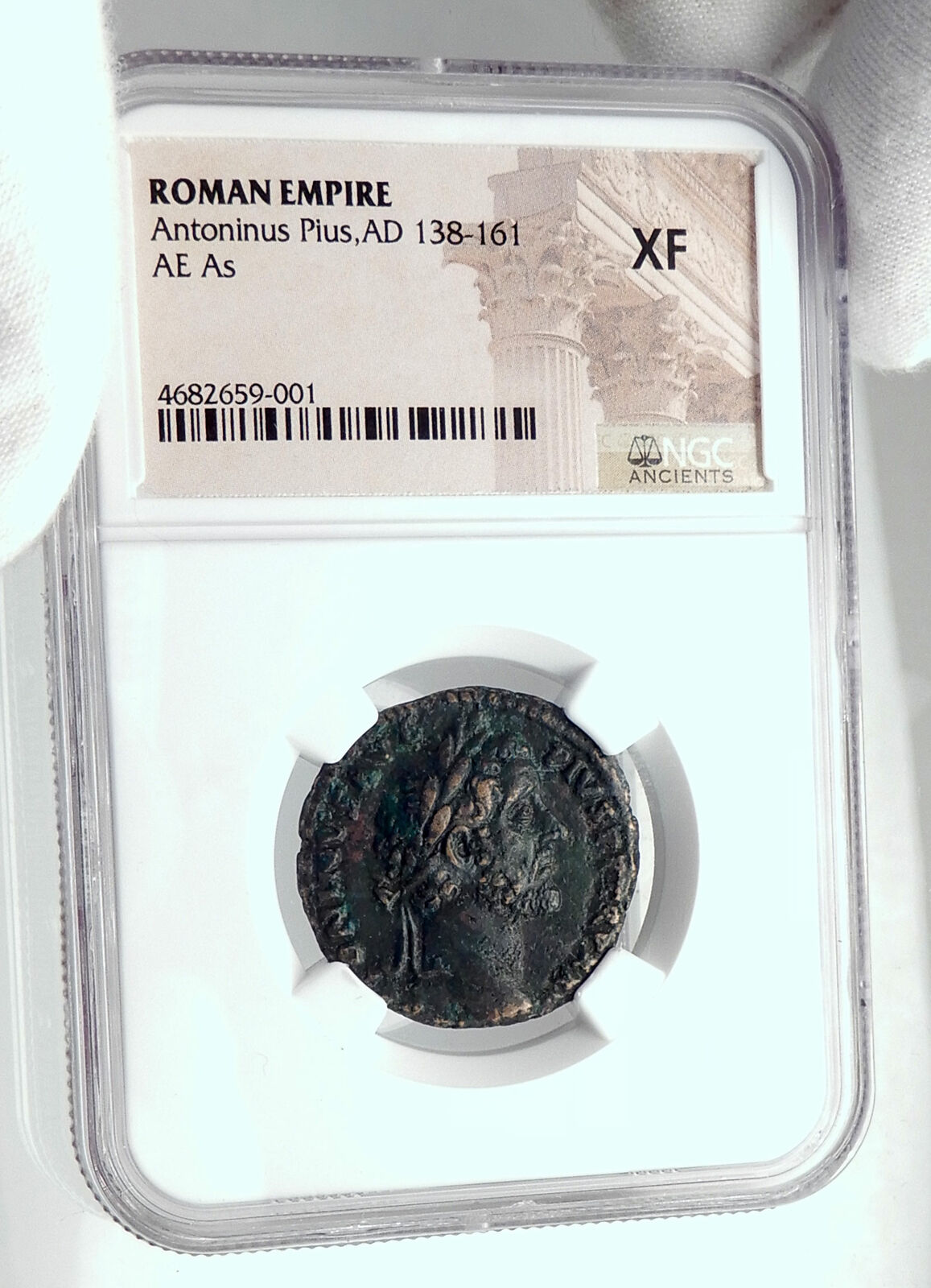 ANTONINUS PIUS Rome STATUE OF EMPEROR TEMPLE Ancient Roman Coin NGC i80691