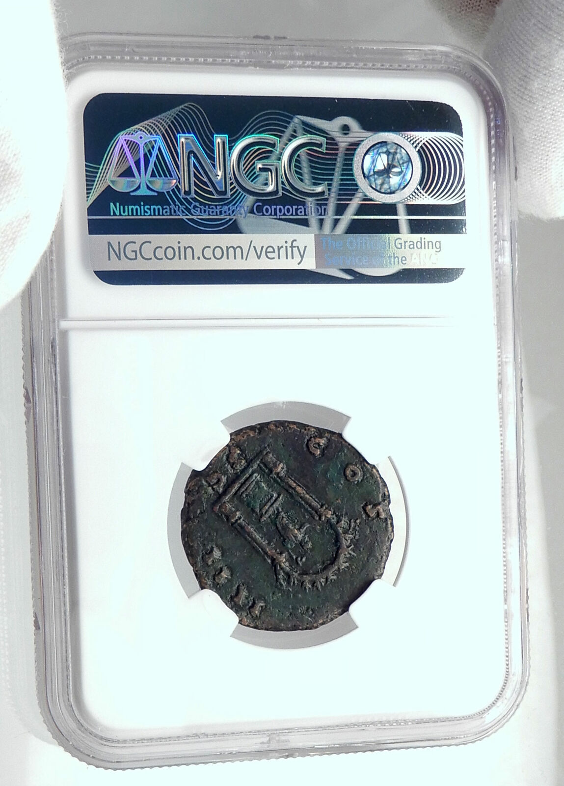 ANTONINUS PIUS Rome STATUE OF EMPEROR TEMPLE Ancient Roman Coin NGC i80691