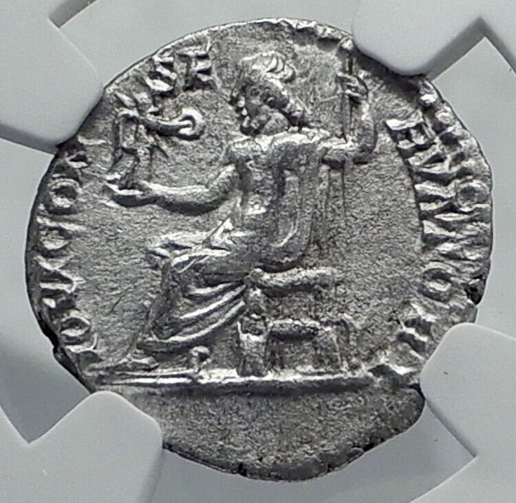 SEPTIMIUS SEVERUS Ancient 197AD Rome Silver Roman Coin JUPITER NGC i81161