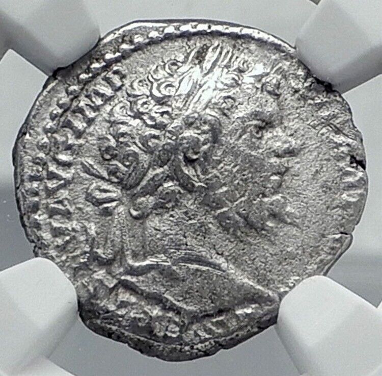 SEPTIMIUS SEVERUS Ancient 197AD Rome Silver Roman Coin JUPITER NGC i81161