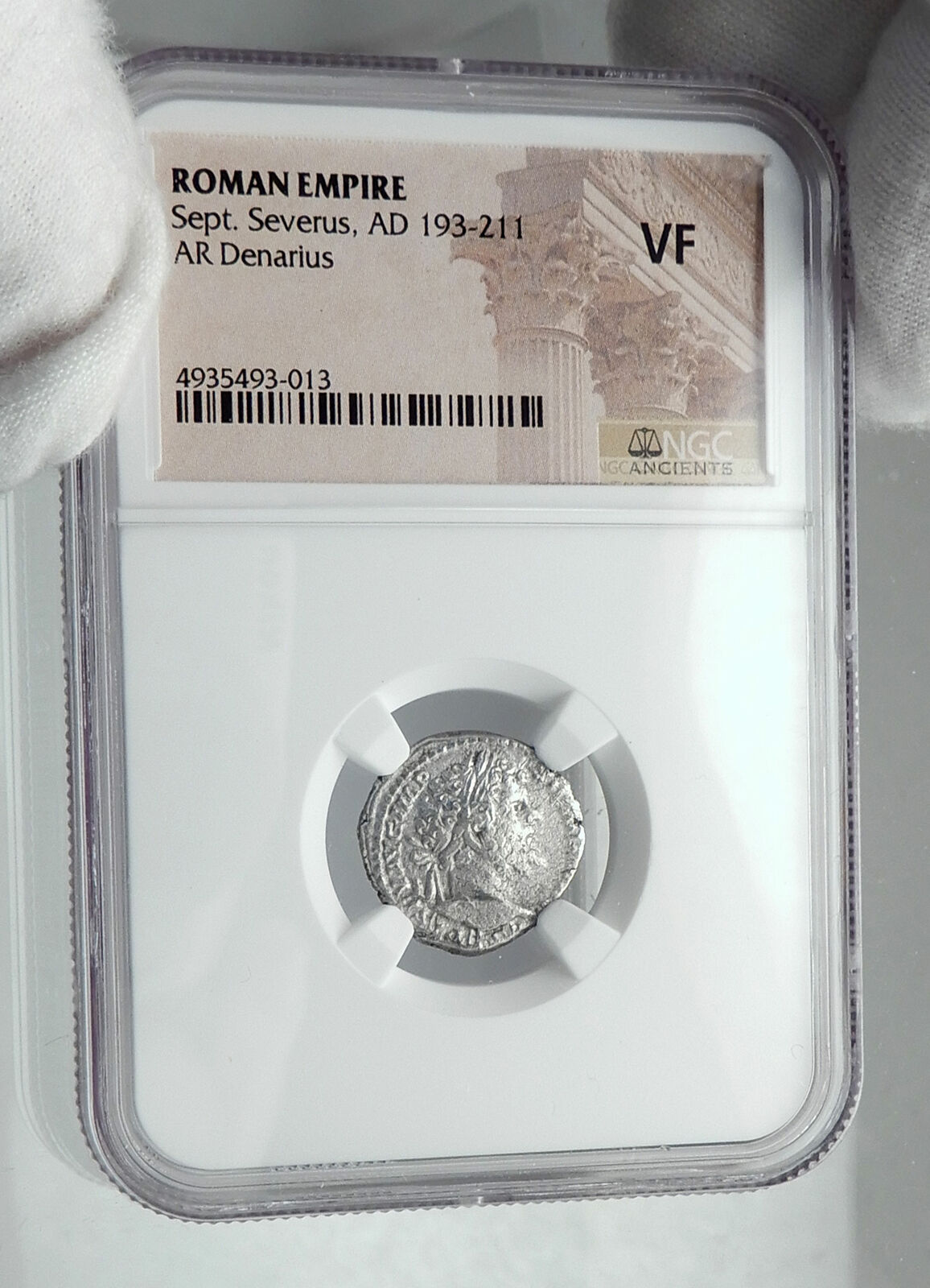 SEPTIMIUS SEVERUS Ancient 197AD Rome Silver Roman Coin JUPITER NGC i81161