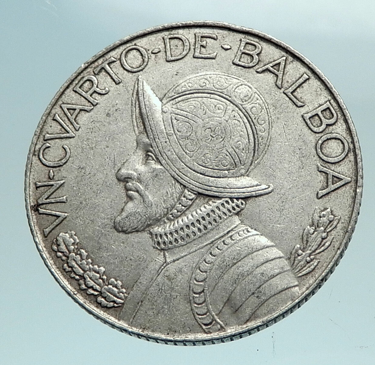 1961 PANAMA OLD Vintage CONQUISTADOR Silver Quarter w BALBOA Spanish Coin i79573