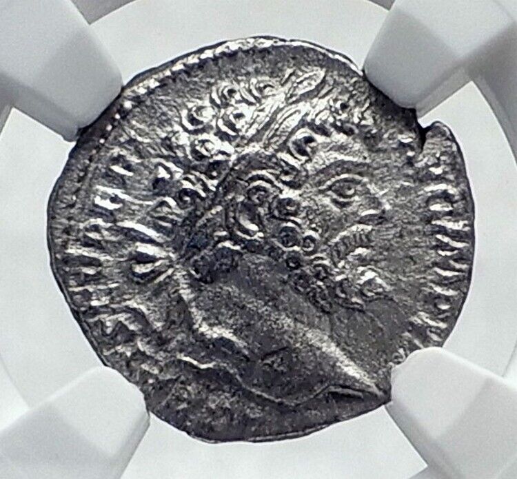 SEPTIMIUS SEVERUS Authentic Ancient 201AD Silver Roman Coin HERCULES NGC i81667