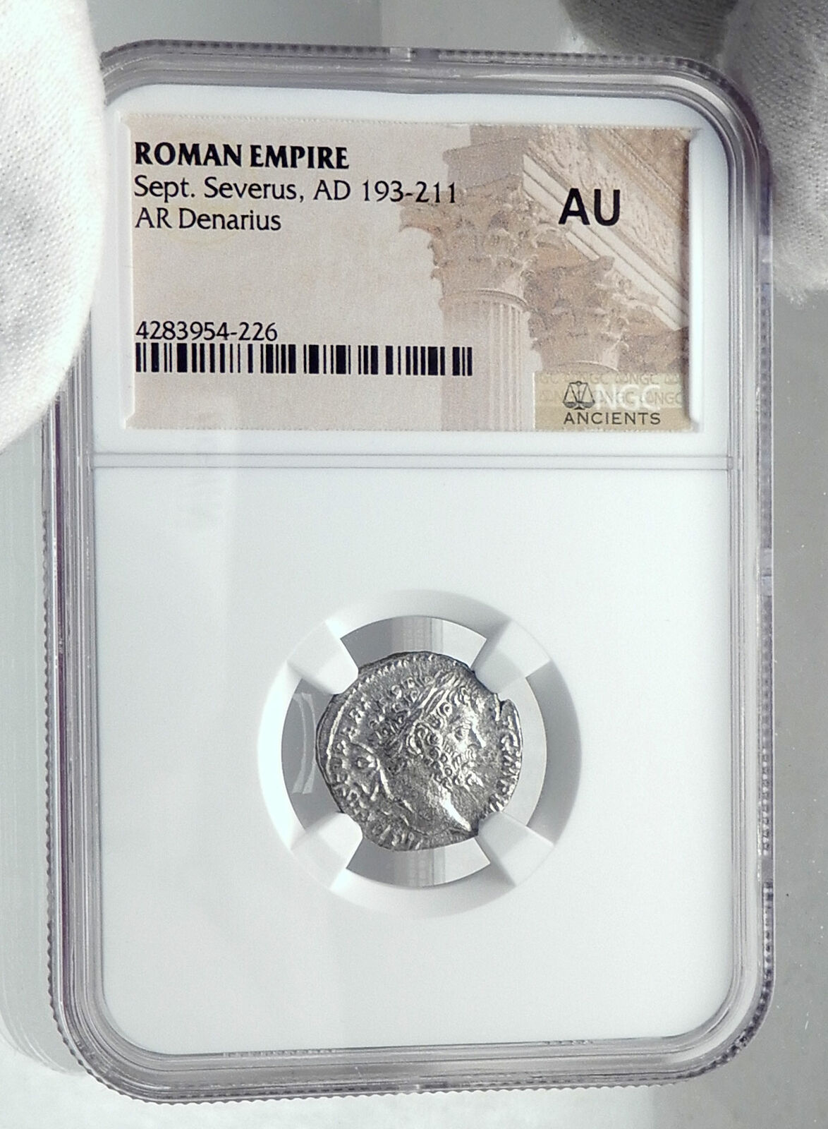 SEPTIMIUS SEVERUS Authentic Ancient 201AD Silver Roman Coin HERCULES NGC i81667