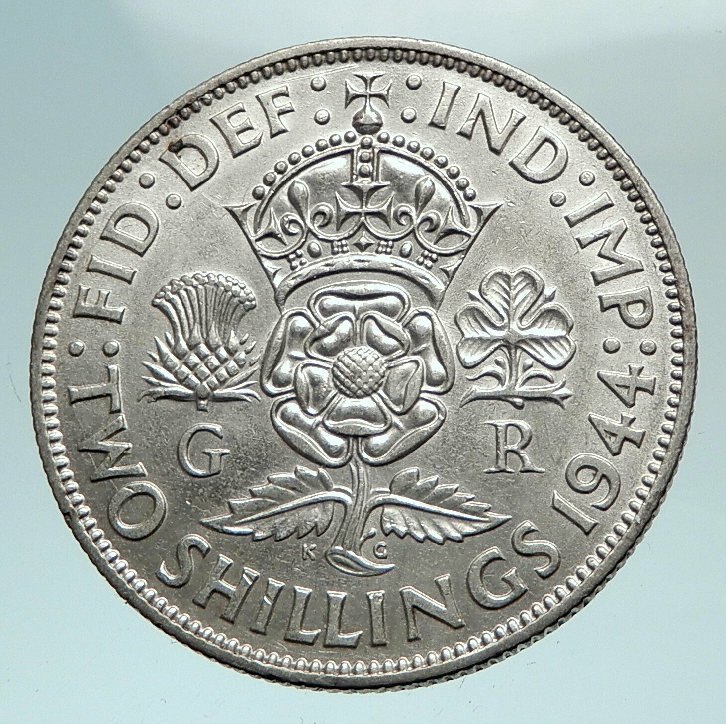 1944 United Kingdom Great Britain GEORGE VI Silver Florin 2Shillings Coin i81101