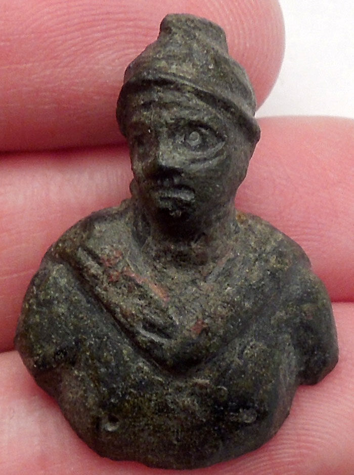 Ancient Roman MARS BUST Miniature Amulet of Protection Figure of Soldier i44981