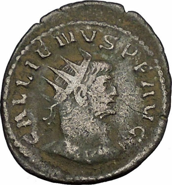 Gallienus Valerian I son Silvered Ancient RARE Roman Coin Victory Cult i44948