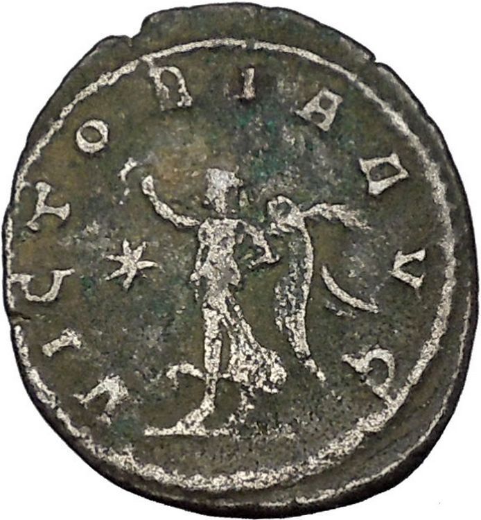 Gallienus Valerian I son Silvered Ancient RARE Roman Coin Victory Cult i44948