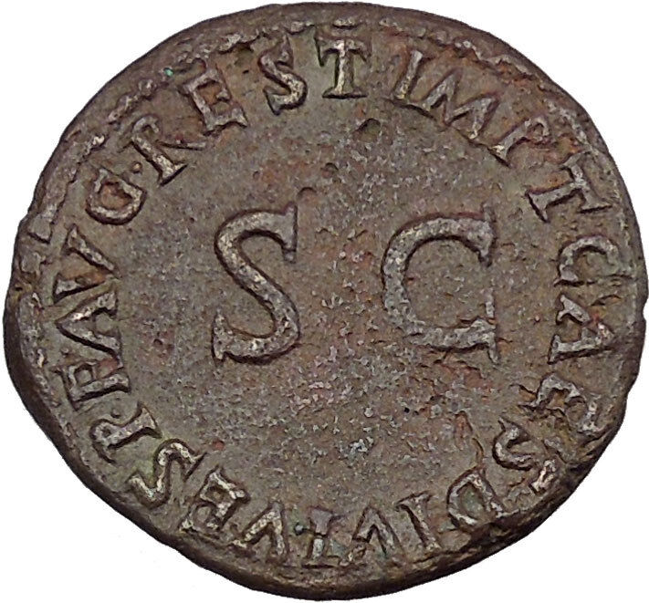 TIBERIUS Restitution under Titus 79AD Authentic Ancient Roman Coin Rome i46368