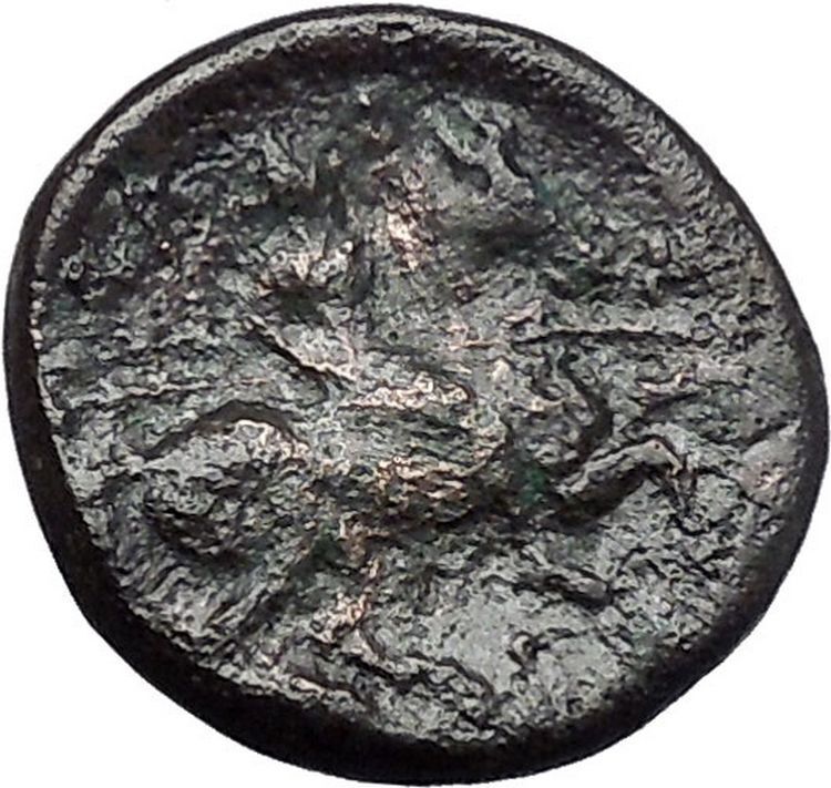 LARISSA in THESSALY 350BC NYMPH & HORSEMAN Authentic Ancient Greek Coin i49153