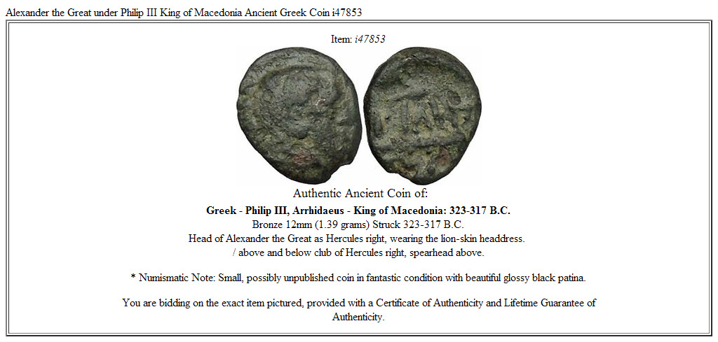 Alexander the Great under Philip III King of Macedonia Ancient Greek Coin i47853