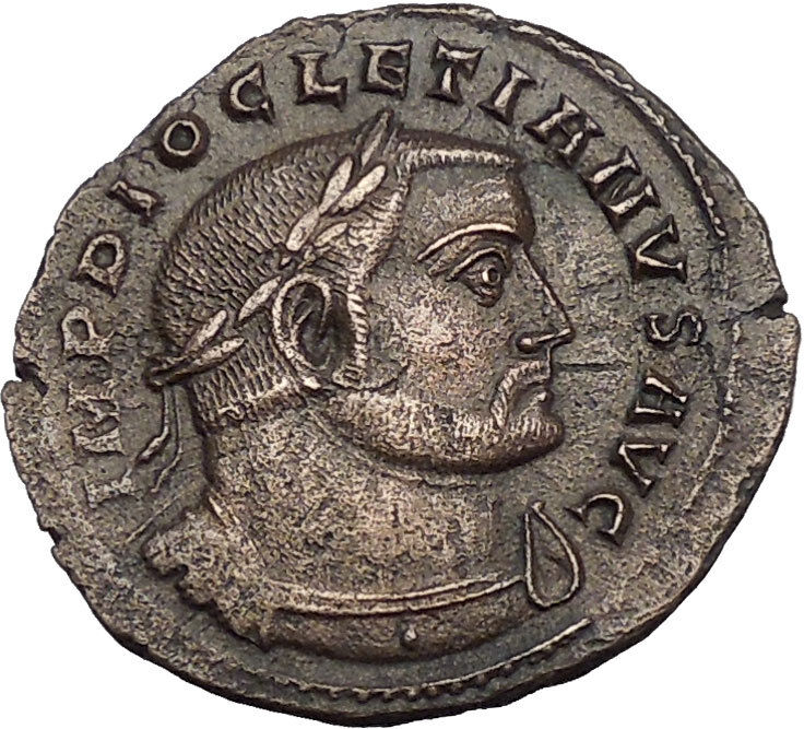 DIOCLETIAN 303AD Lugdunum mint Ancient Roman Coin Genius Protection Cult i51150