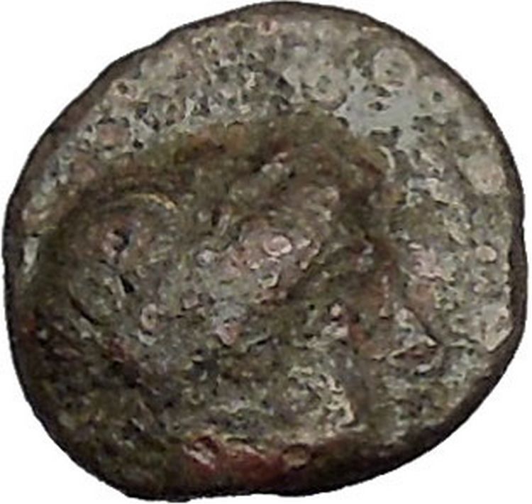 Grynion / Gyrneion in Aeolis 300BC Apollo Mussel Shell Club Greek Coin i52015