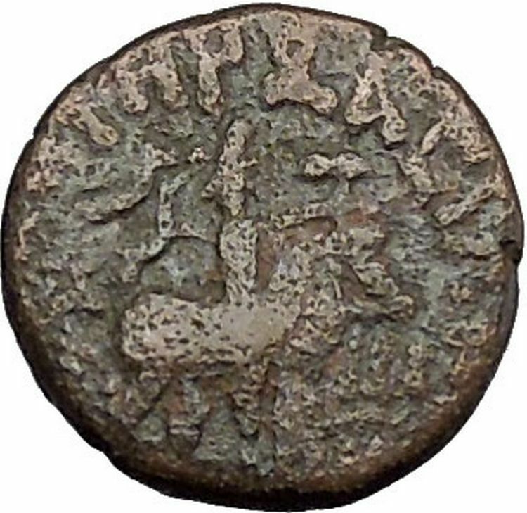 VIMA TAKTO Soter Megas on Horse Indo Kushan Empire in India Greek Coin i50542