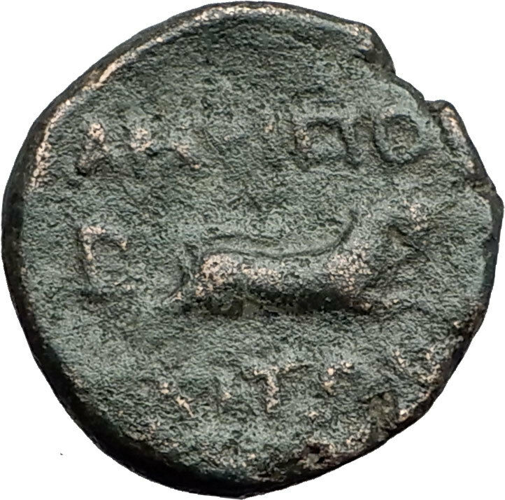 AMPHIPOLIS in MACEDONIA 1stCenBC RARE R1 Ancient Greek Coin ARTEMIS BULL i59747