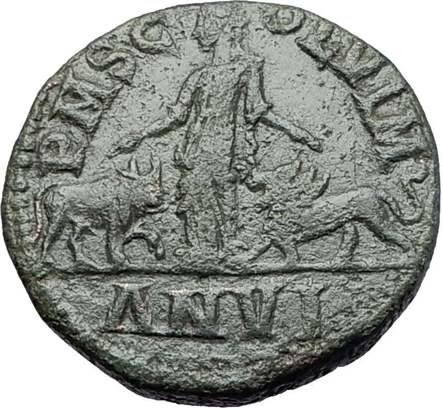 PHILIP I the ARAB 244AD Viminacium BULL LION Legion Sestertius Roman Coin i58086