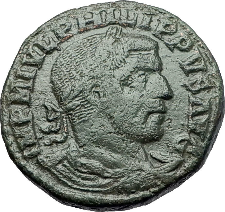 PHILIP I the ARAB 244AD Viminacium BULL LION Legion Sestertius Roman Coin i58086