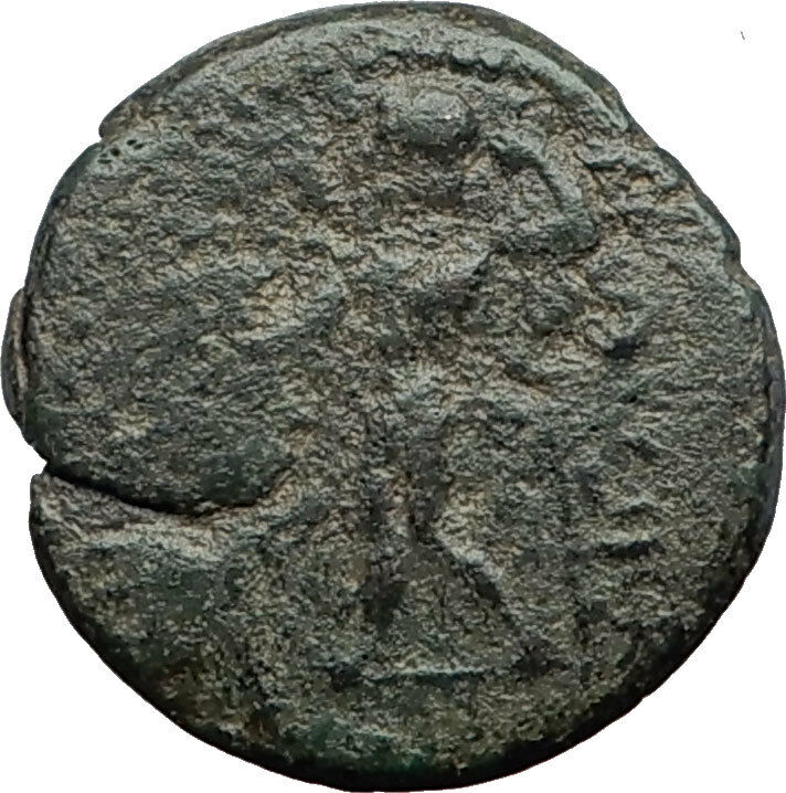 AIGAI in AEOLIS 1stCenAD Authentic Ancient Greek Coin ATHENA and ZEUS i63692