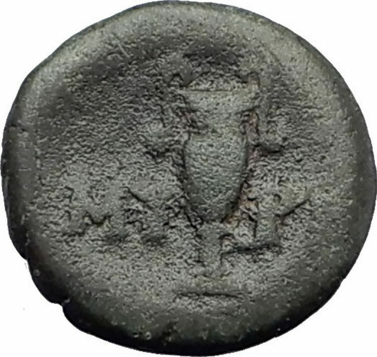 MYRINA in AEOLIS 400BC Authentic Ancient Greek Coin ATHENA & AMPHORA Vase i63687