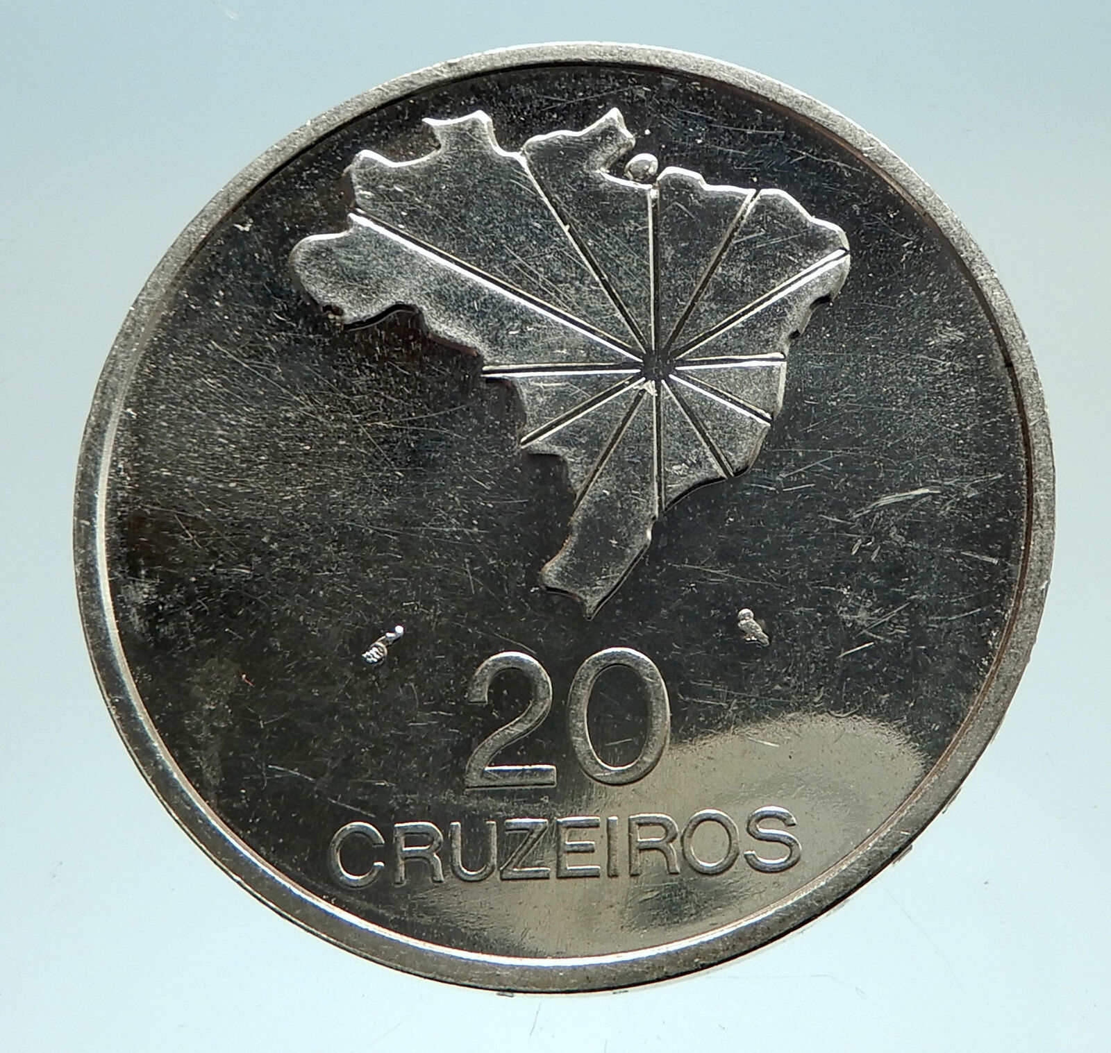 1972 BRAZIL w Pedro I and General Emelio Antique Silver 20 Cruzeiros Coin i76734